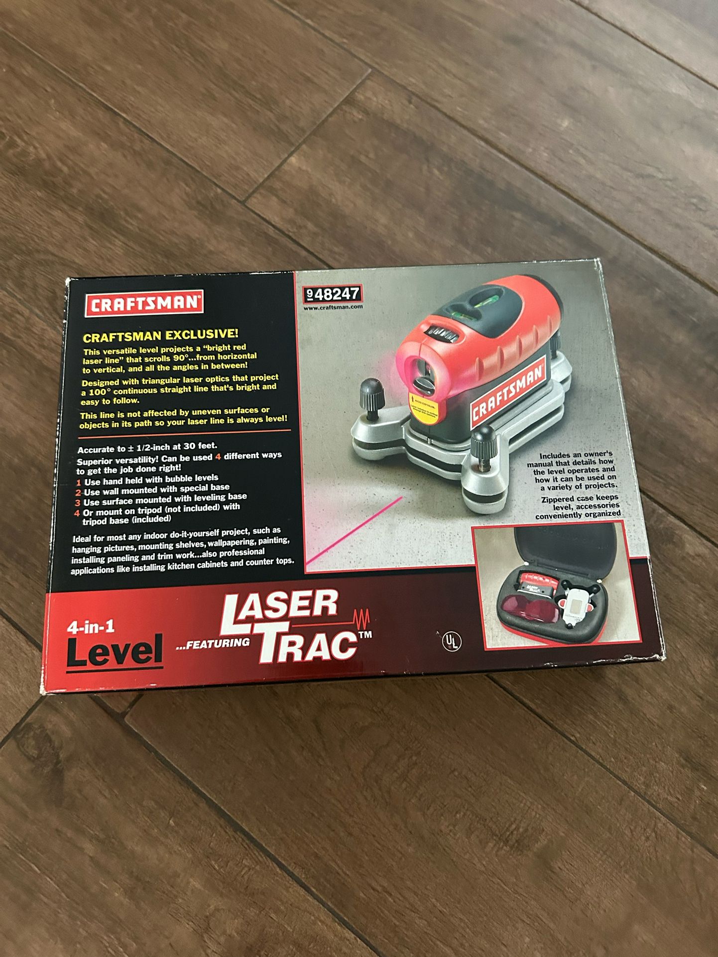 Craftsman 4 in 1 Level W Laser Trac Measuring Tool Case Glasses