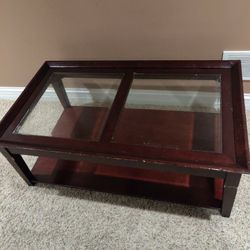 Wooden Glass Coffee Table 47x28