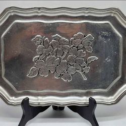 Wilton Armetale Pewter Tray w/ Embossed Dogwood Blossoms