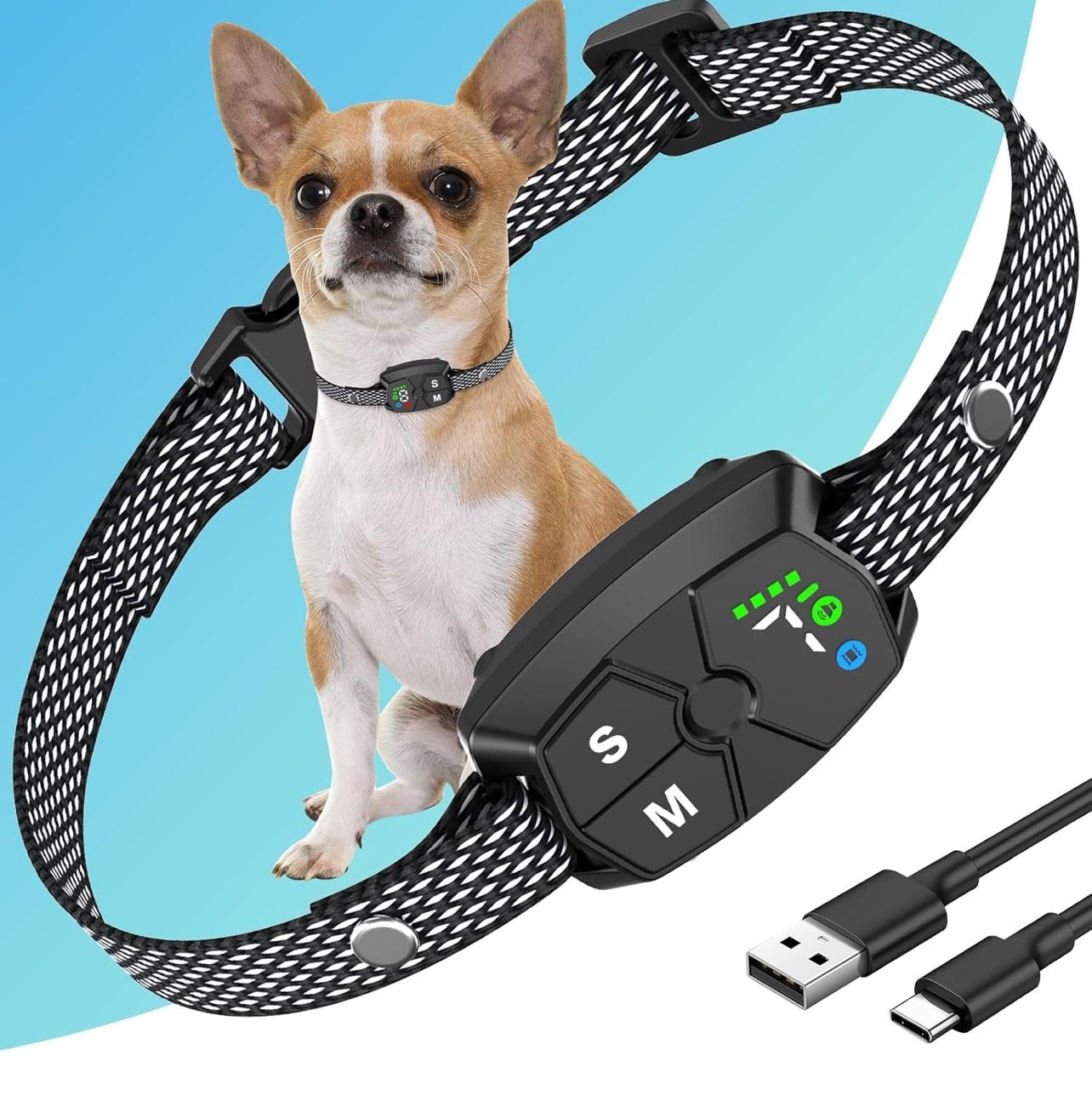 Dog Bark Collar, for Large Medium Small Dogs, Rechargeable Smart Anti-Bark/ Dog
