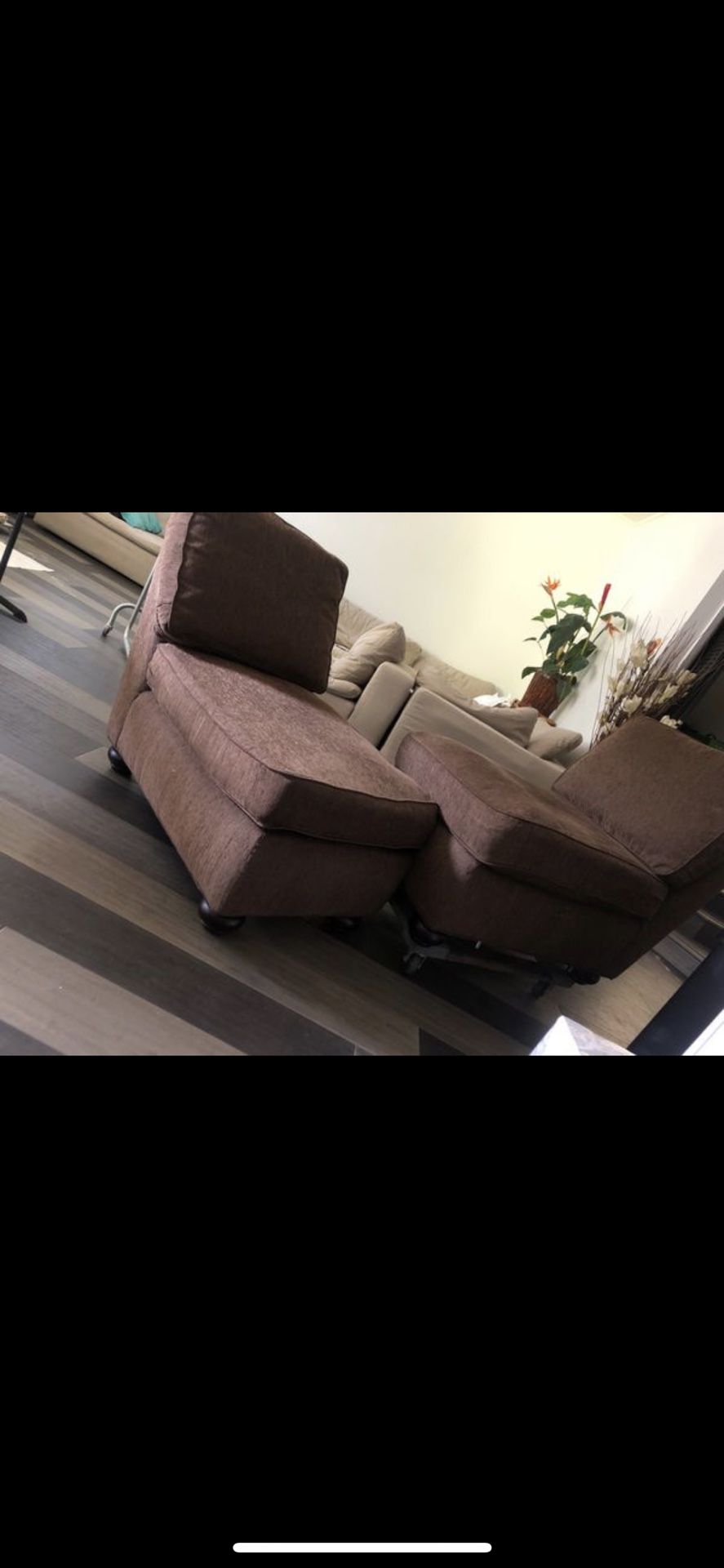 Brown sectional couches