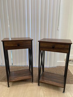 Nightstands with Drawer and Shelf (Set of 2)