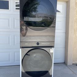 Samsung Bespoke Single Unit Al Laundry Hub 4.6 cu. ft. Washer with 7.6 cu. ft. ELECTRIC Dryer in Bru