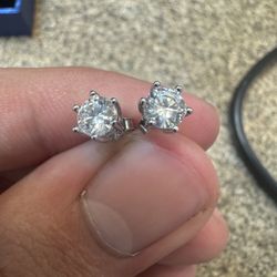 0.5 Carat Moissanite Stud Earrings – Sterling Silver, Brilliant Round Cut