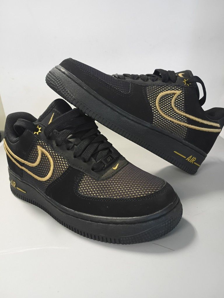 Nike Air Force 1 Low Legendary Black/Metallic Gold Womens Size 6.5