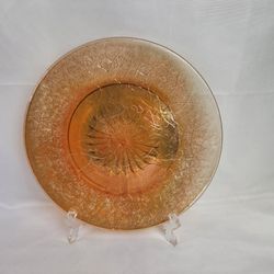 Vintage Iridescent Crackle Carnival lunch plate (1) 7 3/4" Marigold Orange. 