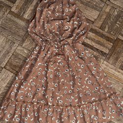 Francesca’s Blue Rain Pink Cowl Neck Sundress