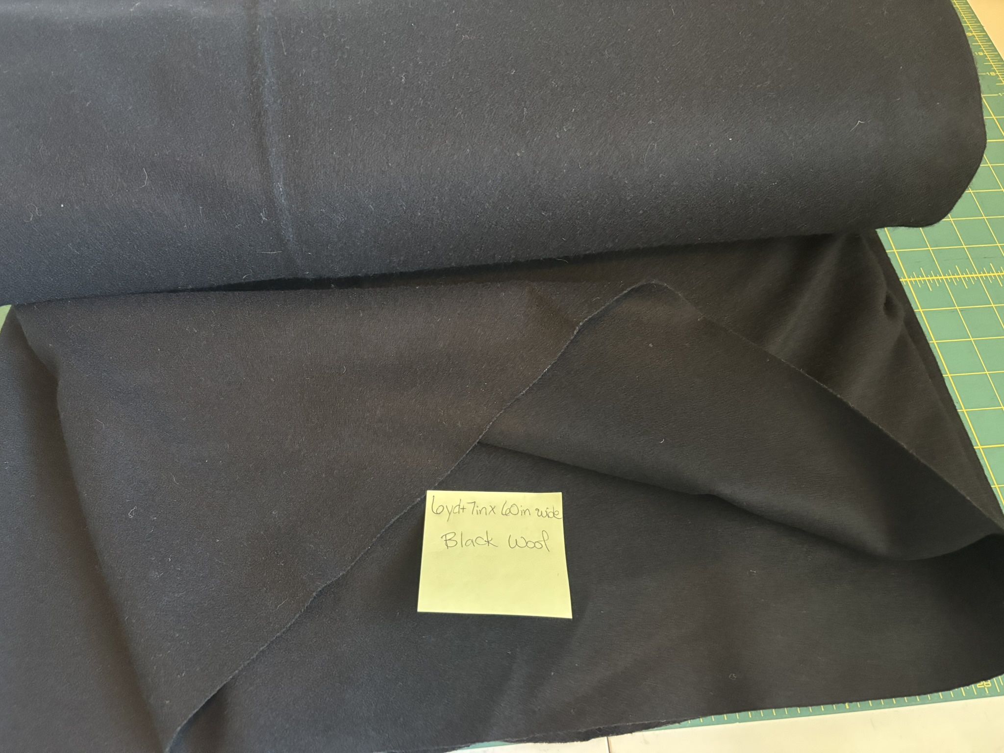 6 Yards Of Black Coating Wool Fabric