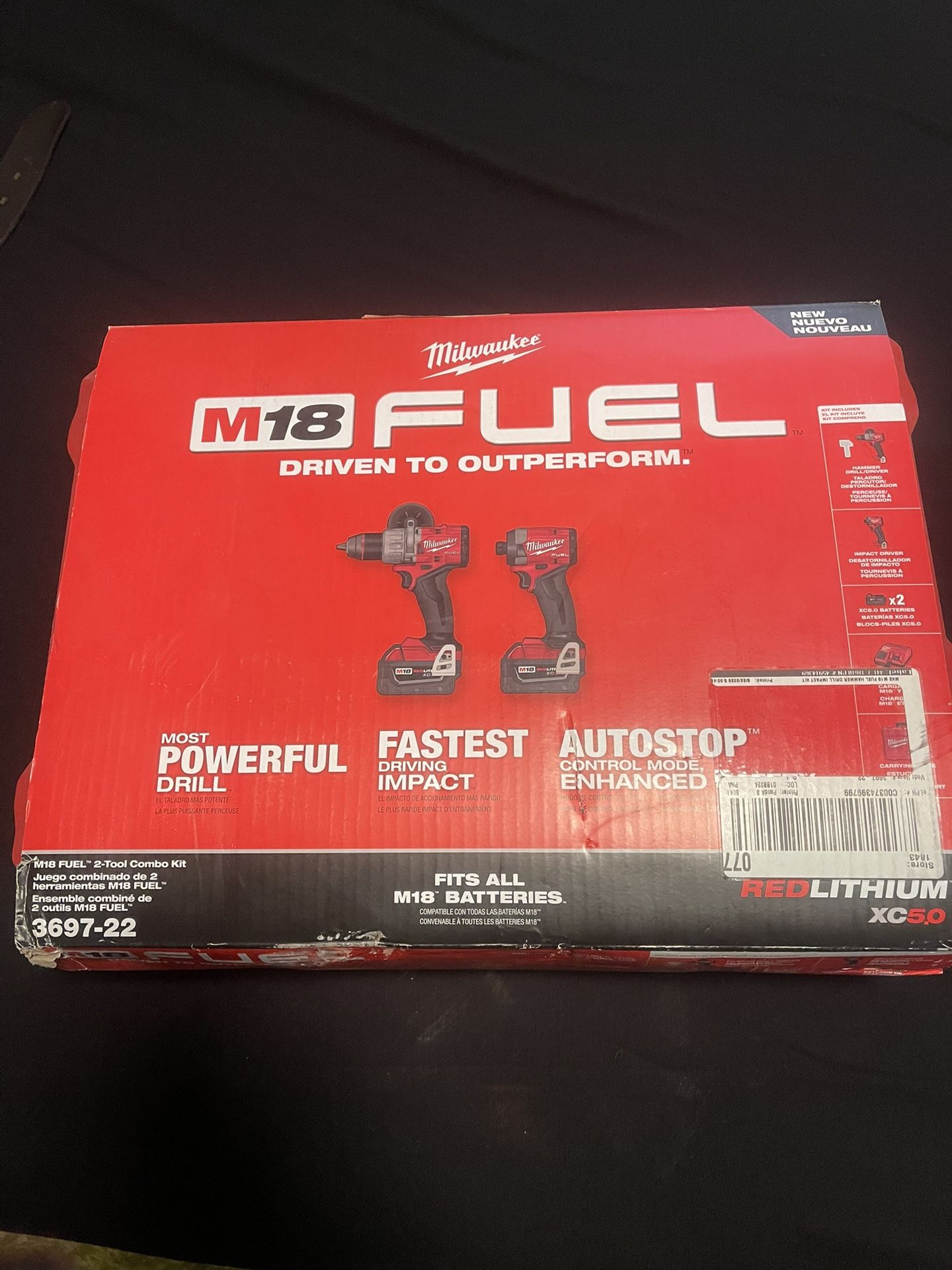 Milwaukee Drill Set Combo With 3 Batteries 