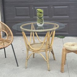 Vintage Bamboo Dining Or Balcony Table 