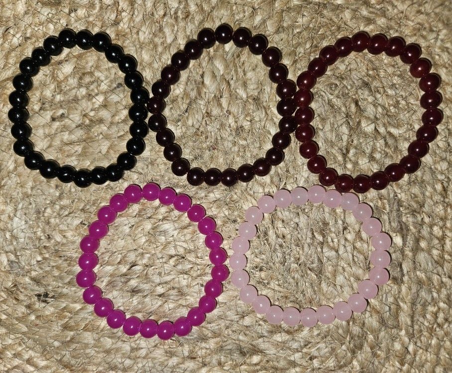 5 Glass Beaded Bracelets