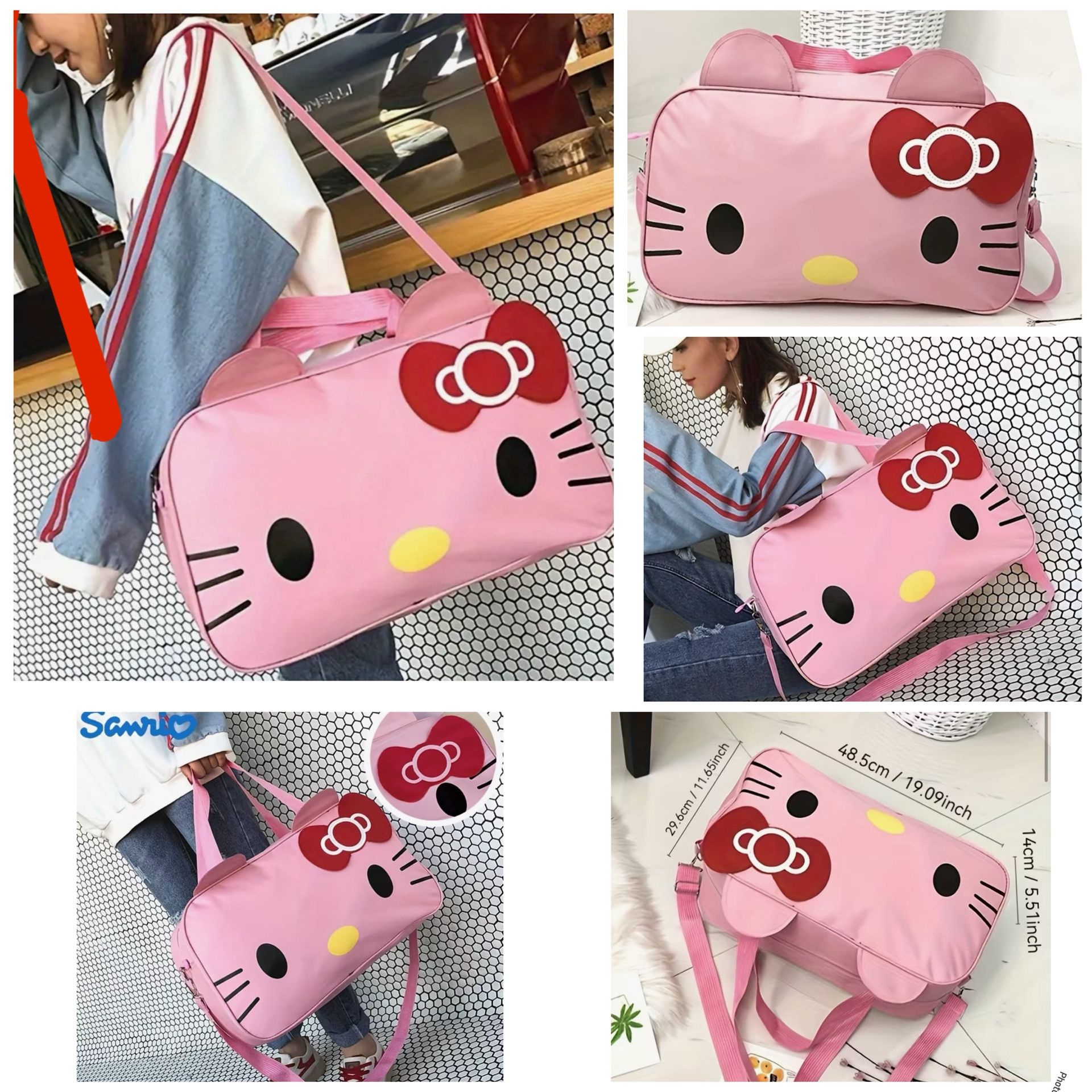 Hello Kitty Duffel/Gym/Travel Bag (Light Pink)