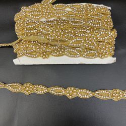 1 yard Gold and white beaded trim #beaded #embellishments #crafts