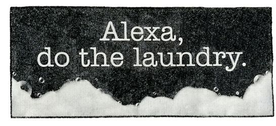 Alexa Do the Laundry 24 x 56 Cotton Non Slip Black/White Laundry Room Rug Mat