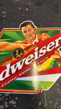 Budweiser Boxing 1997 Classic Metal sign.