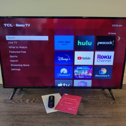 TCL Roku 40" LED Class Smart TV + Smart Apps/Netflix/Hulu/etc + Original Remote + Manual + HDMI ARC