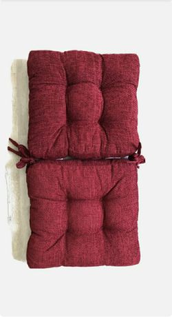 Chair Pads Cushions 2 pk Plush Chenille Whitley Willows Soft15x15.75" Red