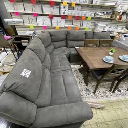Big Soft Fabric Recliner Sectional Sofa