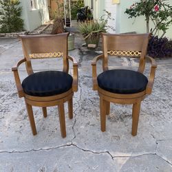 Pair of Handsome Art Deco Inspired chairs that swivel 