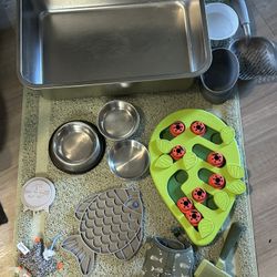 Large Cat Litter Box, Food Bowl And More
