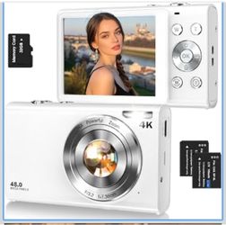 Digital Camera,Autofocus 4K 48MP Vlogging Camera for Photography,32GB Card Portable Compact Point and Shoot Digital Camera for Teens Adult Beginner wi