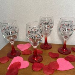 New With Tags ,  Valentines Wine Glasses ( You had Me At Merlot ) 