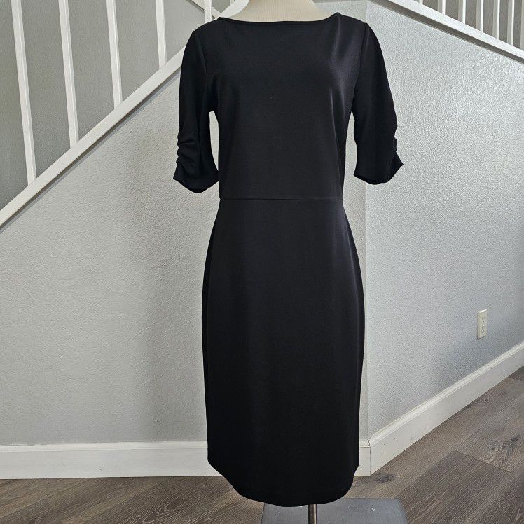 NWT Ann Taylor Women's Ruched Sleeve Black Sheath Dress size 6