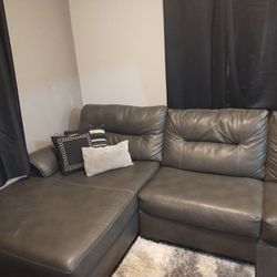 Leather With Built In chaise Lounge 