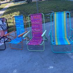 4 Foldable Beach, Camping Chairs At 15 Dollars Each One