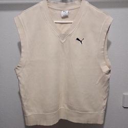Puma Cream V-Neck Sweater Vest