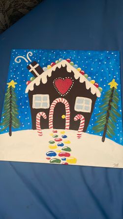 Gingerbread House Christmas Painting
