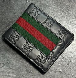 GUCCI 408826 GG Signature Guccissima Sherry Line Bifold Wallet BLACK 8 Slots