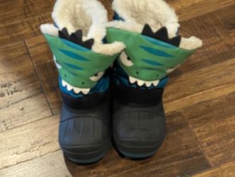 Kids Dinosaur Snow Boots with Sherpa Lining