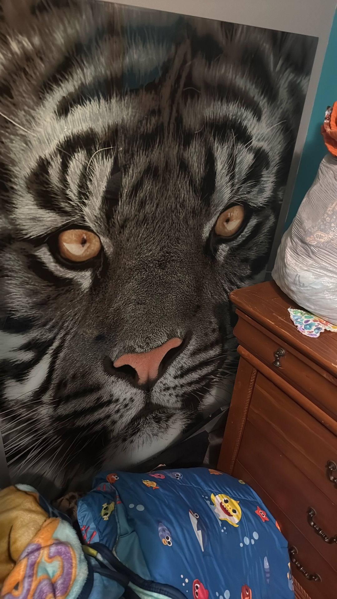Glass Photo Of A White Tiger