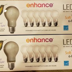 Two Enhance 6 Pack 60 Watt LED dimmable 