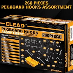 ELEAD 260pc Pegboard Hooks, Peg Board Organizer Accessories 