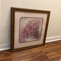 Framed Floral Canvas Art ($50 OBO)