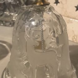 New Vintage 1996 Mikasa Brand "Silent Night" Frosted Crystal Bell- Reindeer/Sleigh