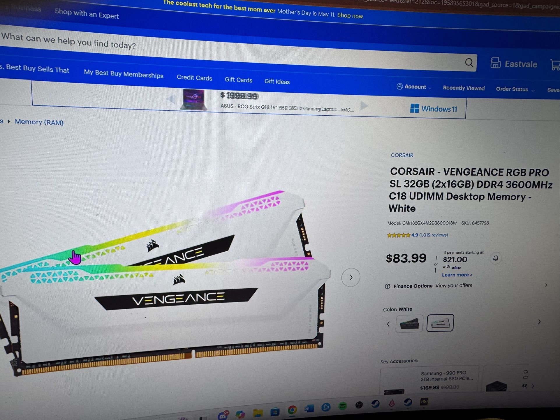 CORSAIR VENGEANCE RGB PRO SL RAM STICKS