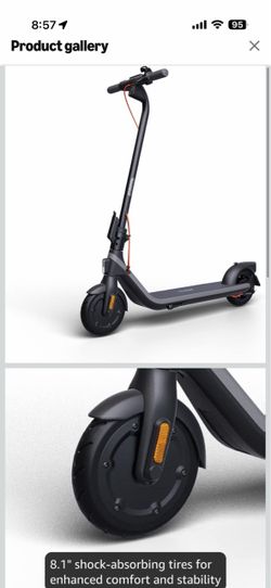 Segway Ninebot E2 Plus Electric KickScooter- 300W Brushless Motor, Up to 15.5 Mile Range & 15.5 MPH, 8.1" Shock-Absorbing Tires, Electronic Drum Brake