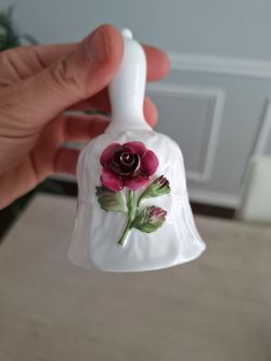 White Porcelain Bell with Rose Relief