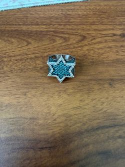 Moissanite blue and white star ring