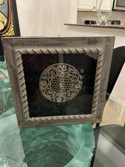 Silver Mirror Glam Floral Wall Decor Framed Decoration (16L x 16H)