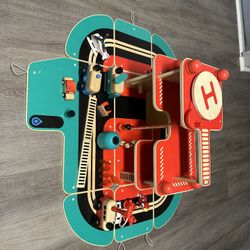 Wooden FAO Schwarz Toy Fire Department Playset