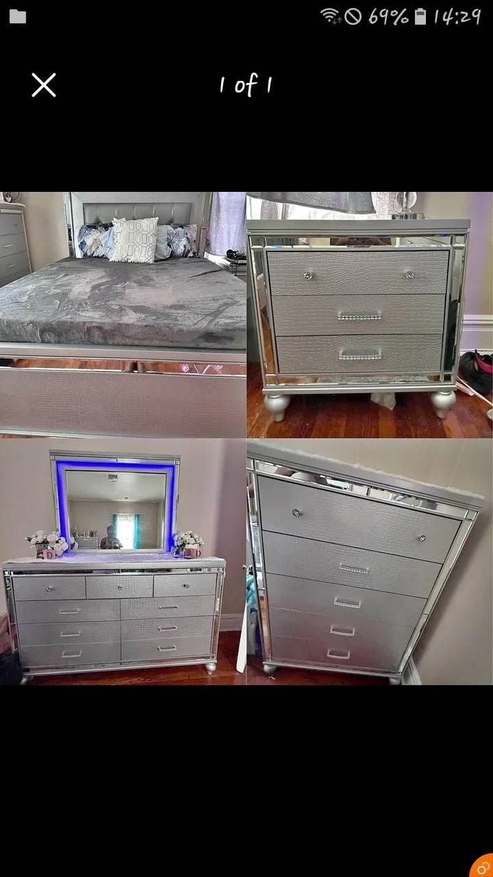 Brand New Led Light Complete Bedroom Set For Sale With Free Home Delivety