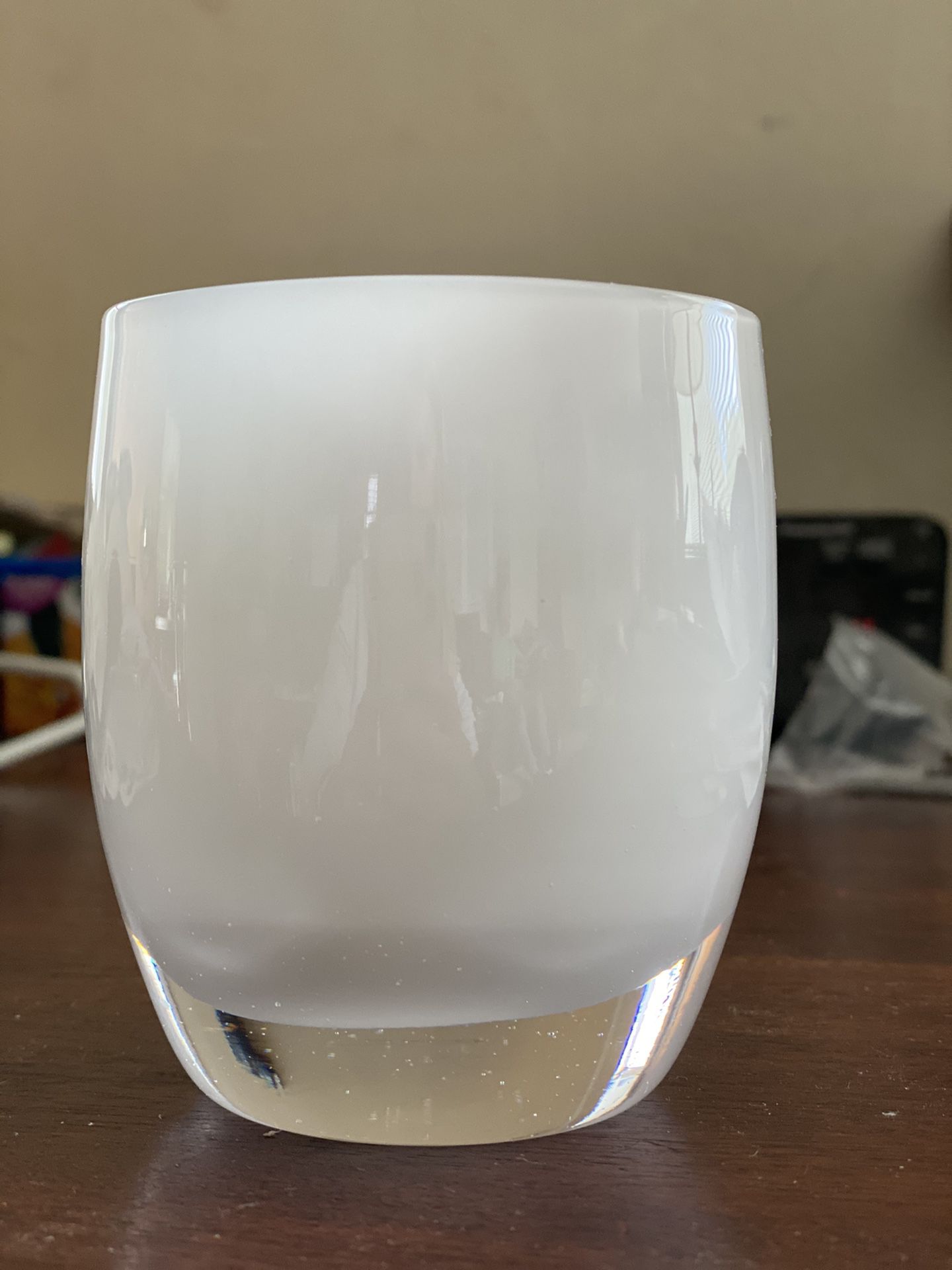 White Glassy Baby Candle Holder - “Remember”