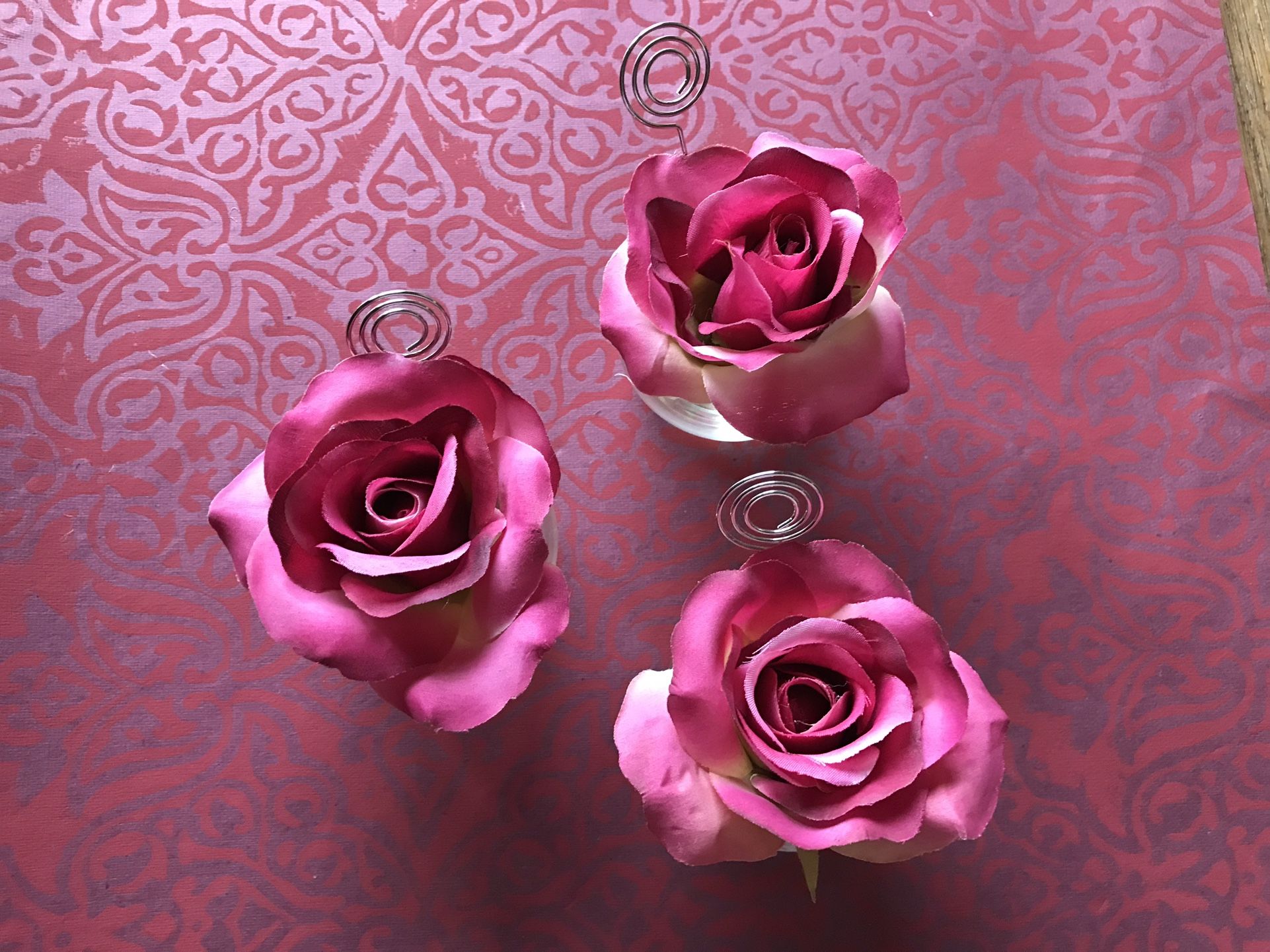 3 Rose placecard holders