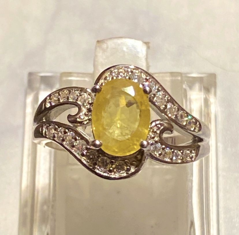 Yellow Sapphire Ring 925 Sz 6