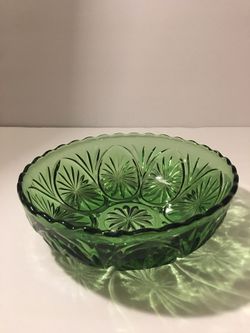 Vintage Green Depression Glass Bowl