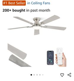9052: 52 Inch Ceiling Fans with Lights, Remote&App Control, Flush Mount
Low Profile, Dimmable 20W LED Light, Quiet Reversible Motor, Strong Airflow, E